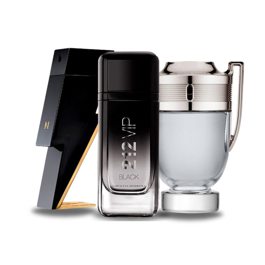 Combo 3 perfumes Carolina Herrera BAD BOY, Carolina Herrera 212 VIP BLACK e Paco Rabanne INVICTUS 100ml